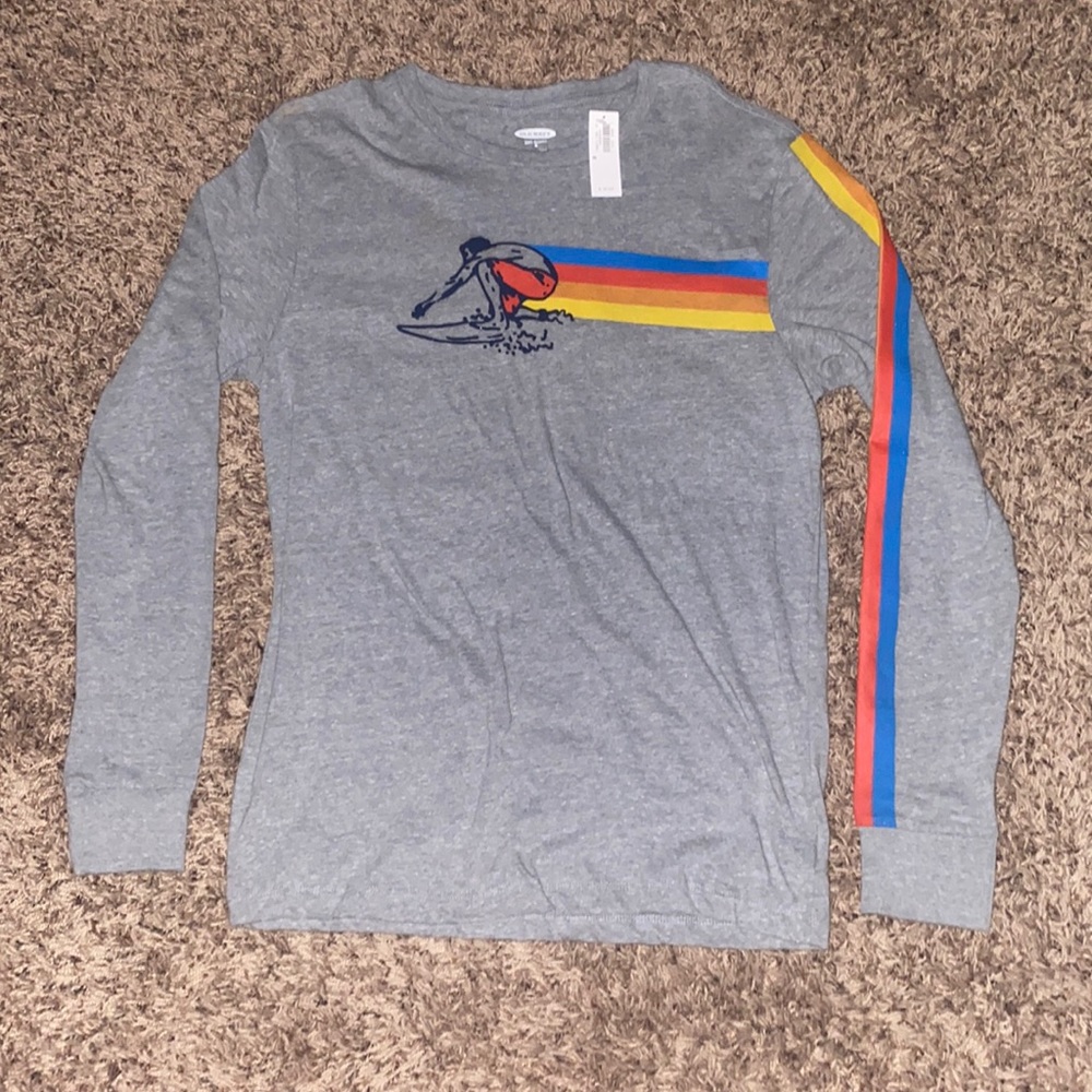 Old Navy Grey Long Sleeve Surfer T-Shirt. Adult Medium.